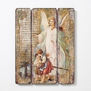 NWT Roman Guardian Angel Painted Wood Plaque